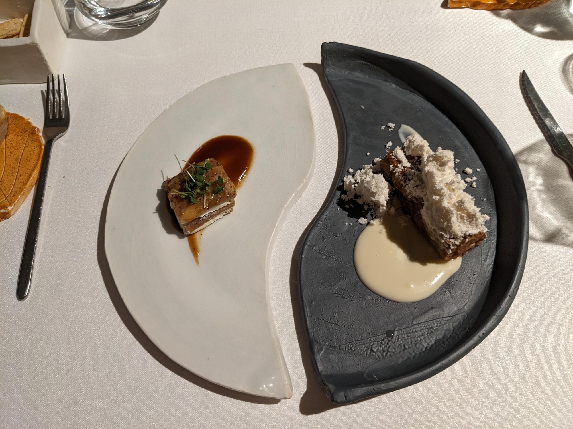 Two plated menus side by side